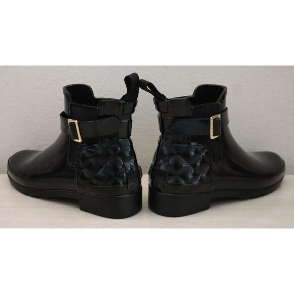 Hunter Women's Sz 5 Black Quilted Gloss Refined Slim Fit Chelsea Boots SIB - Picture 11 of 12